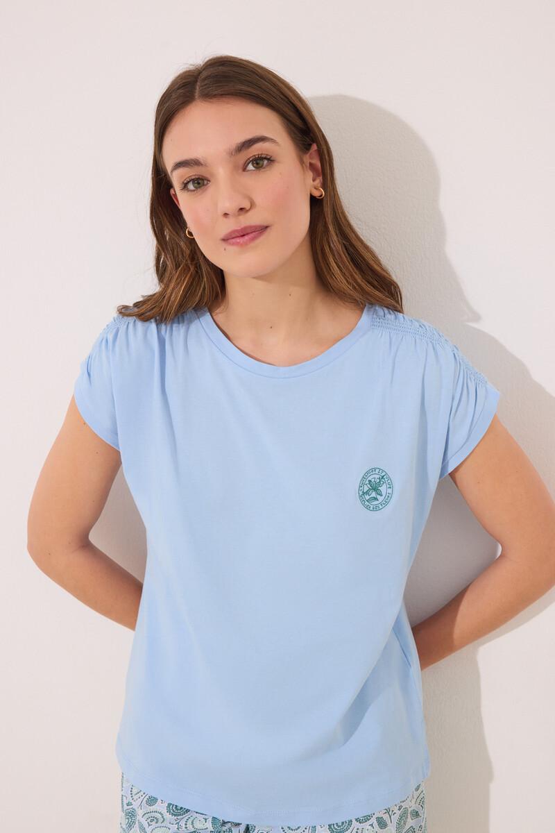 Women'secret Pijama Corto 100% Algodón Azul Flores