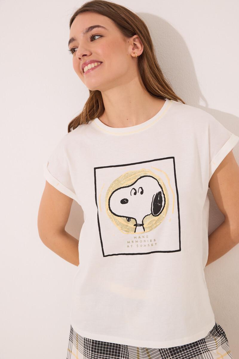 Women'secret Pijama Corto Algodón Snoopy Cuadros