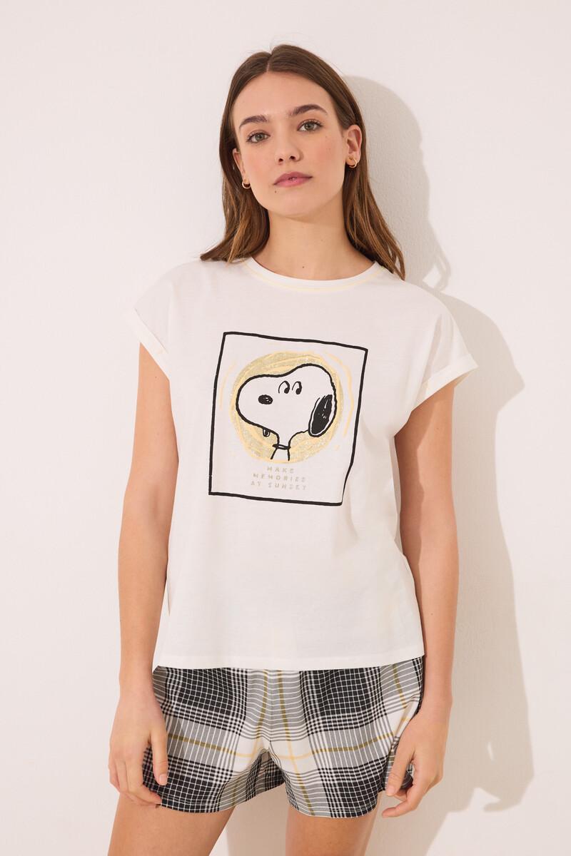 women'secret Pijama corto algodón Snoopy cuadros