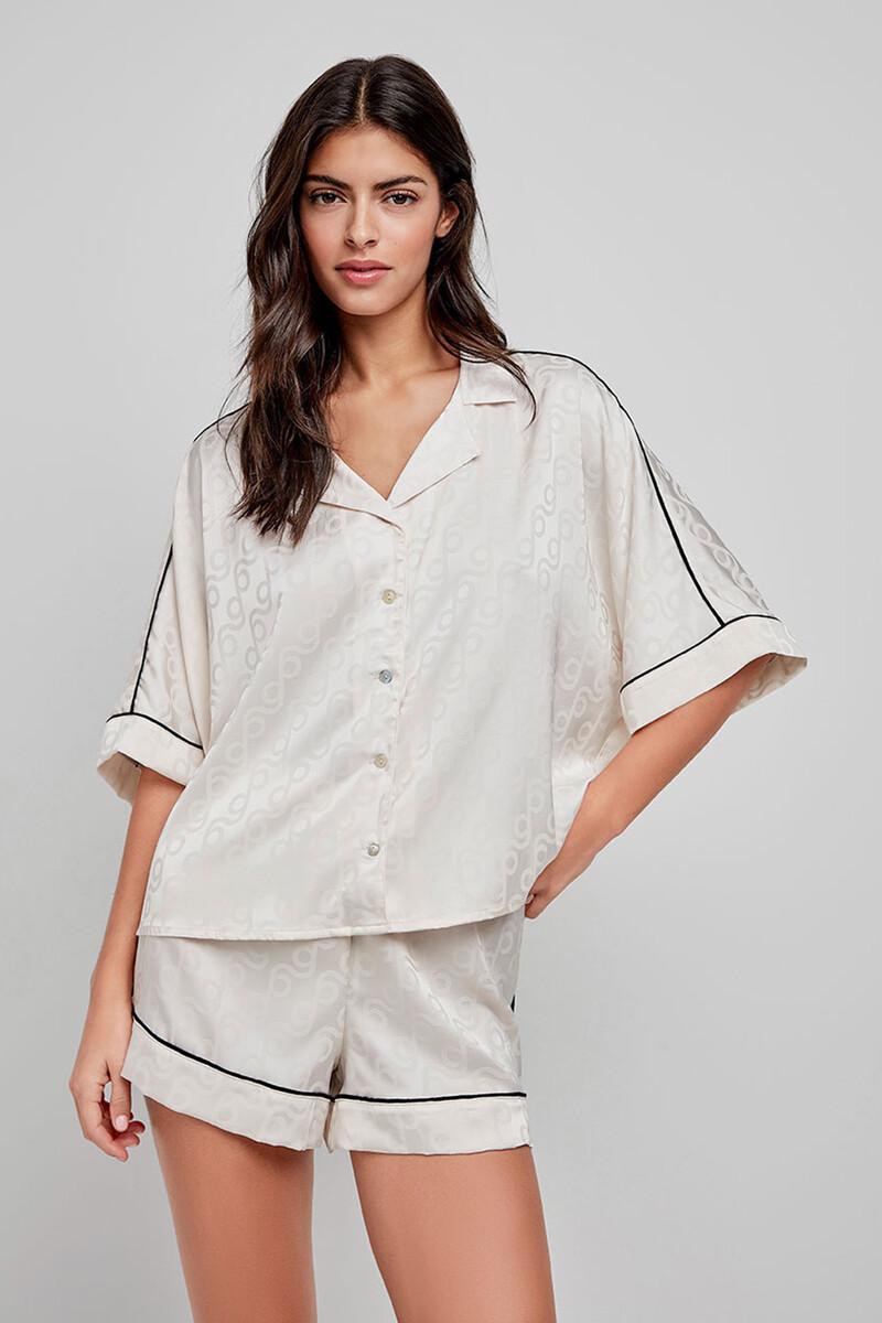 women'secret Pijama corto camisero beige