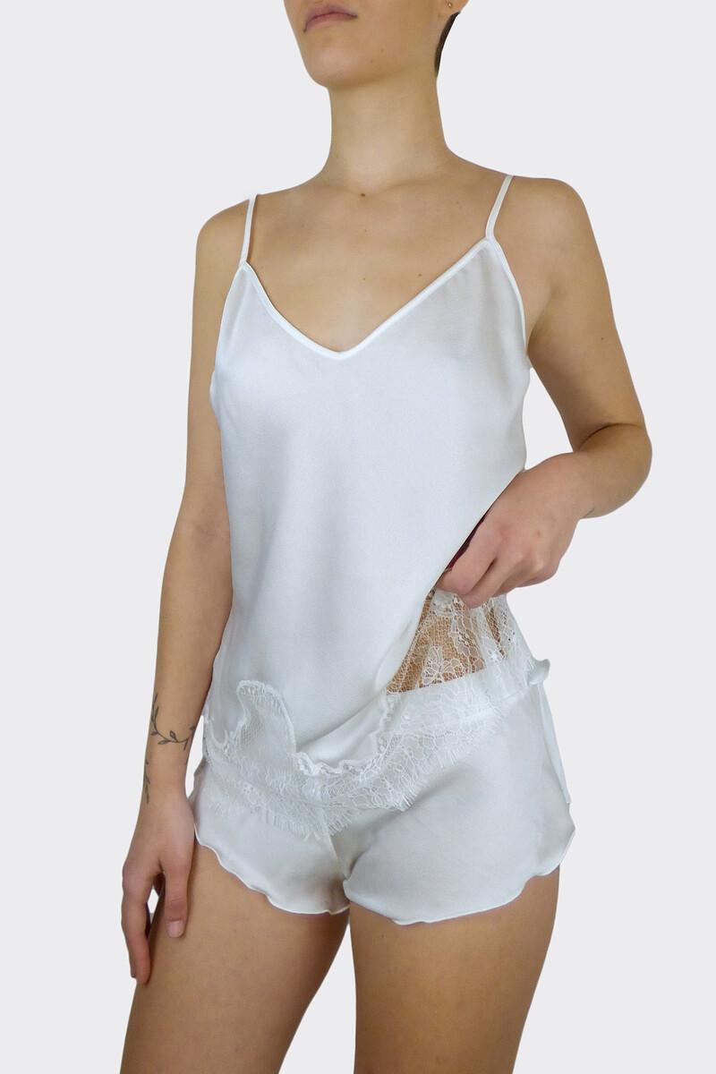 women'secret Pijama corto de mujer en Crêpe blanco