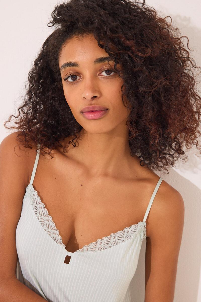 Women'secret Pijama Corto Viscosa Verde Rayas