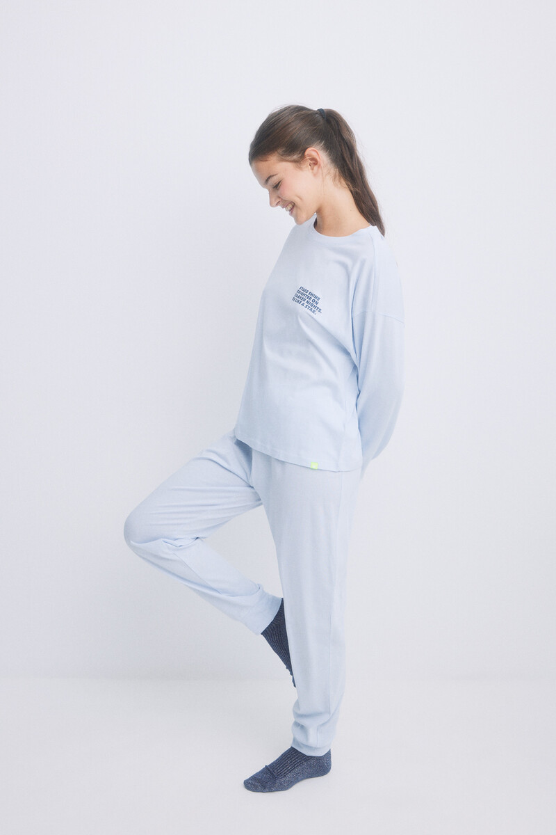 Women'secret Pijama Largo Algodón Azul