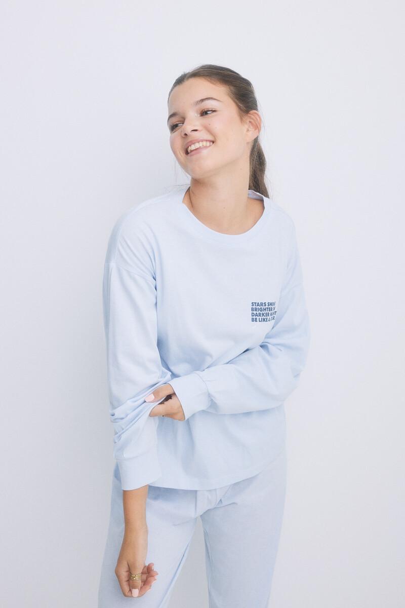 Women'secret Pijama Largo Algodón Azul