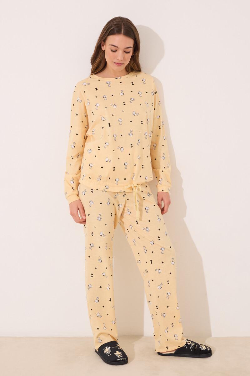 Women'secret Pijama Largo Algodón Snoopy Amarillo