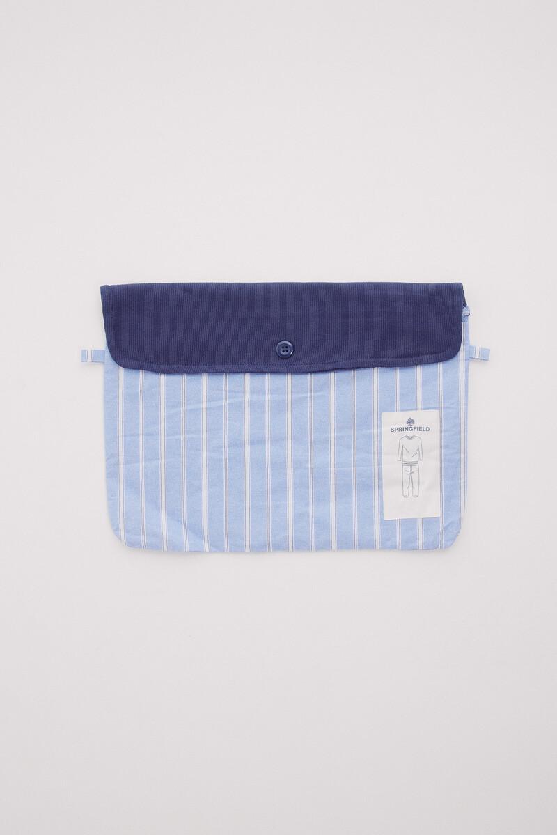 Women'secret Pijama Largo Pantalón Tela Rayas Azul