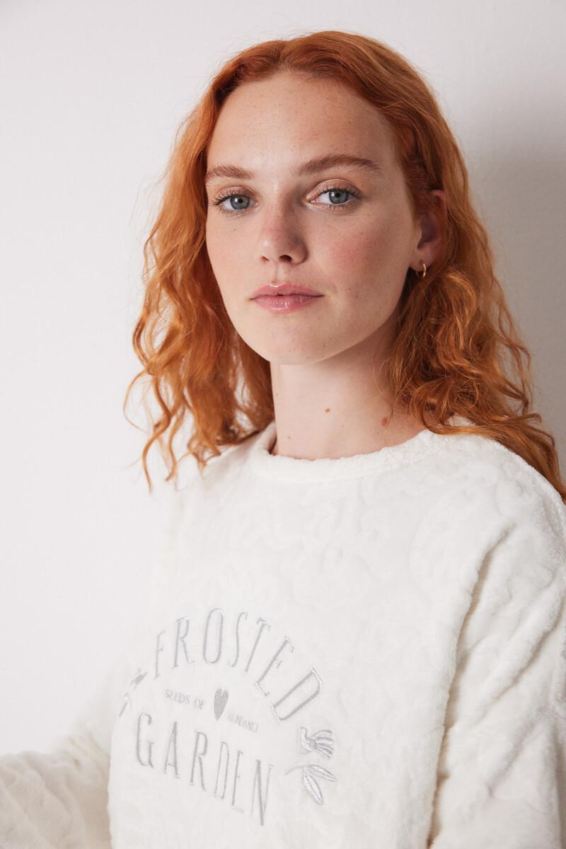 Women'secret Pijama Largo Polar Marfil