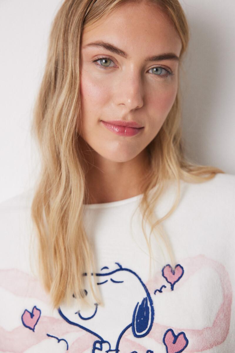 women'secret Pijama Largo Polar Suave Snoopy Lazos
