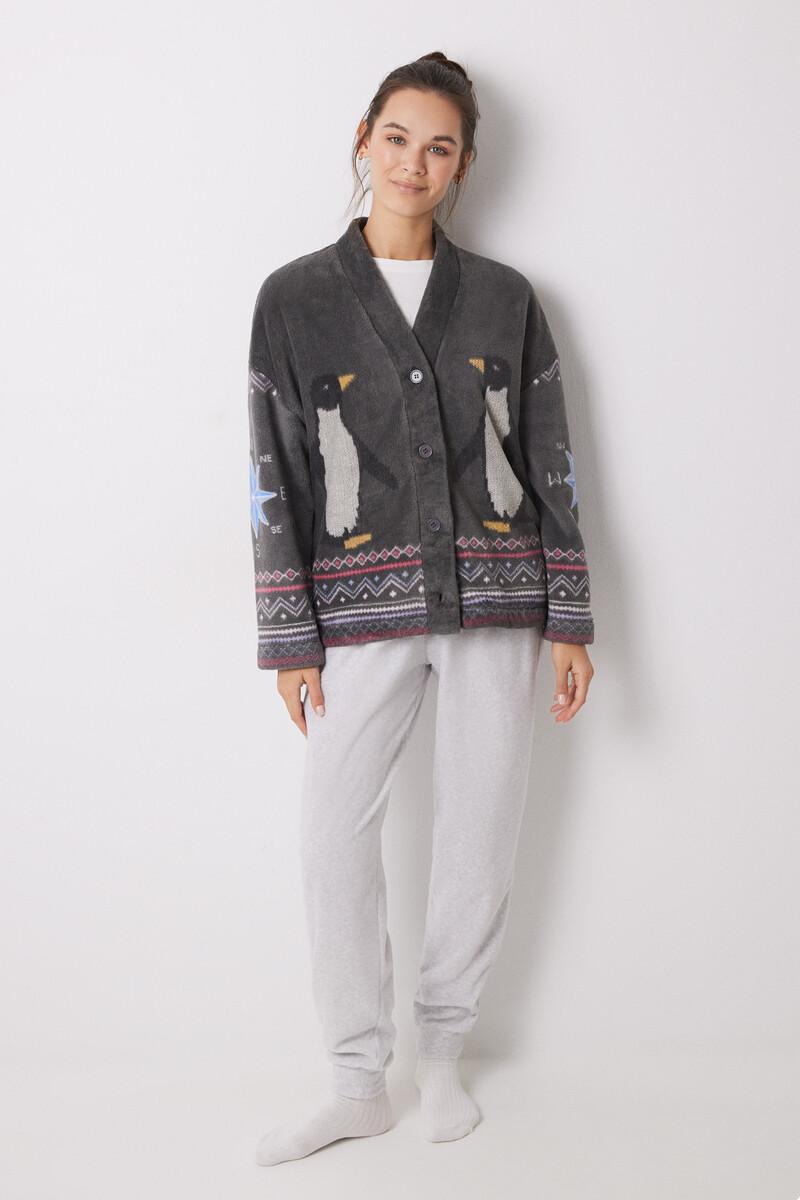 women'secret Pijama largo terciopelo pingüinos