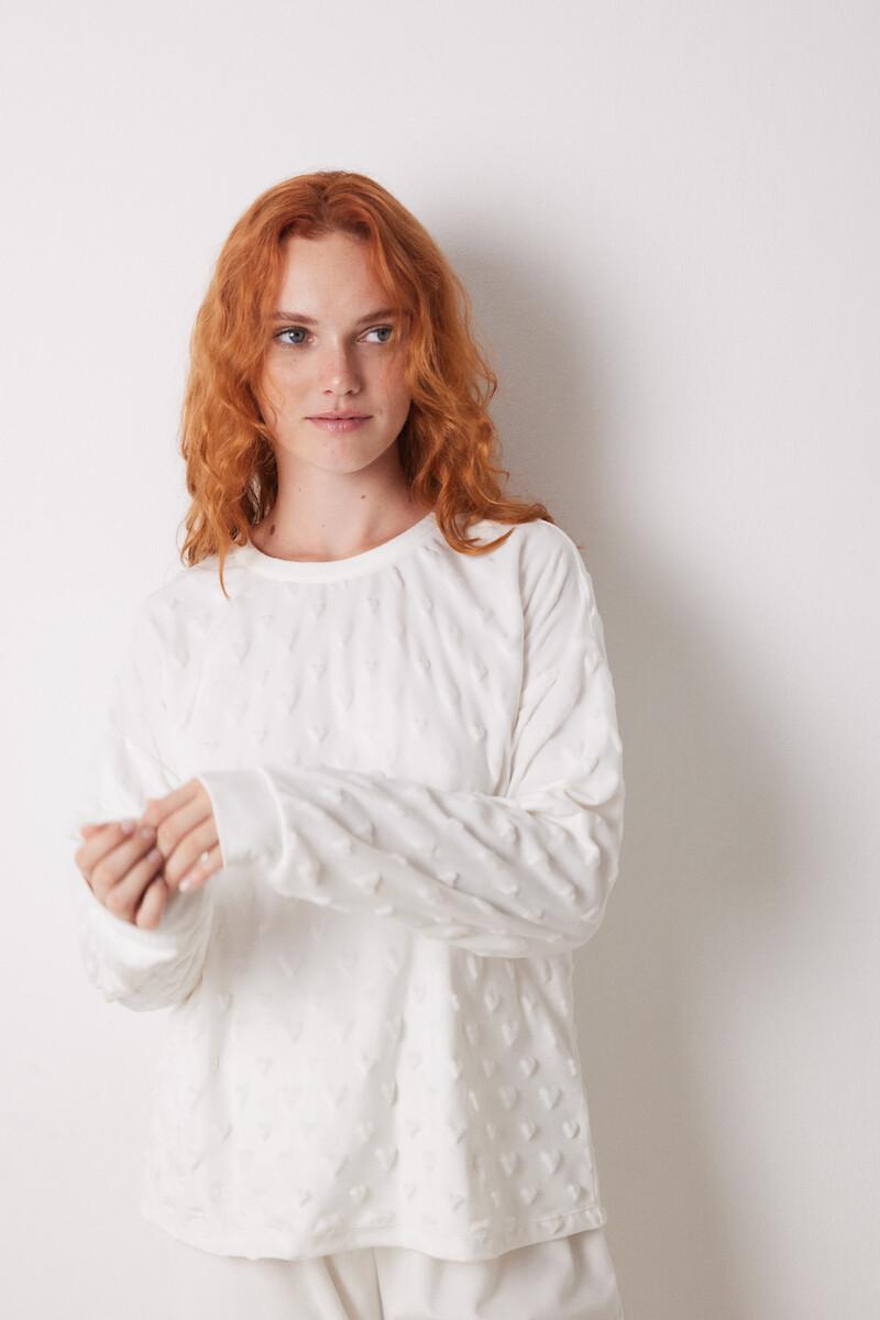 Women'secret Pijama Largo Terciopelo Suave Blanco