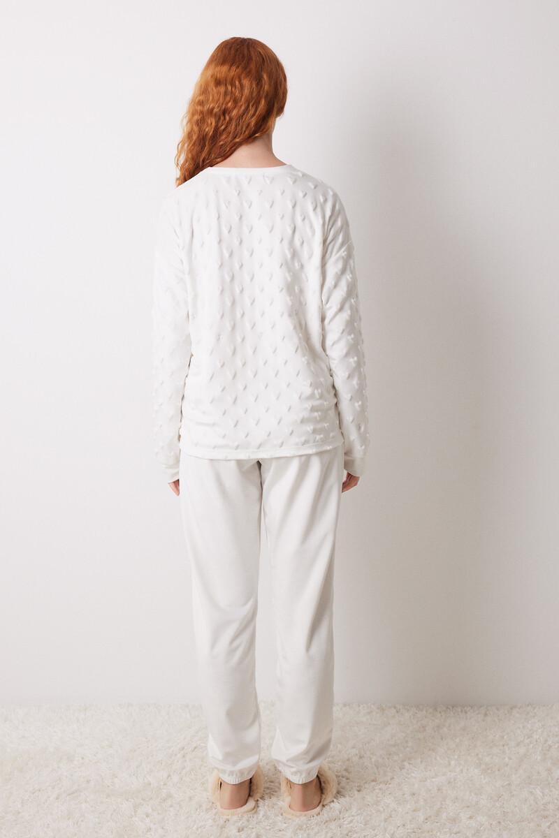 Women'secret Pijama Largo Terciopelo Suave Blanco