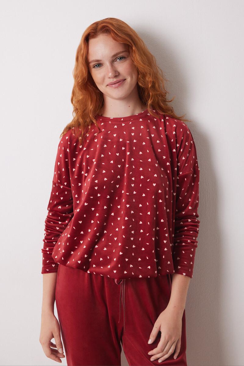 Women'secret Pijama Largo Terciopelo Suave Rojo