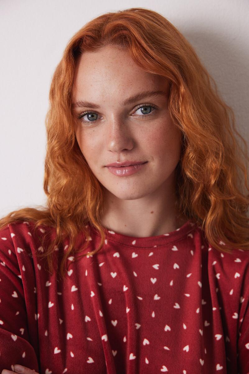 Women'secret Pijama Largo Terciopelo Suave Rojo