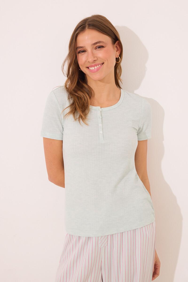 Women'secret Pijama Viscosa Canalé Verde Rayas