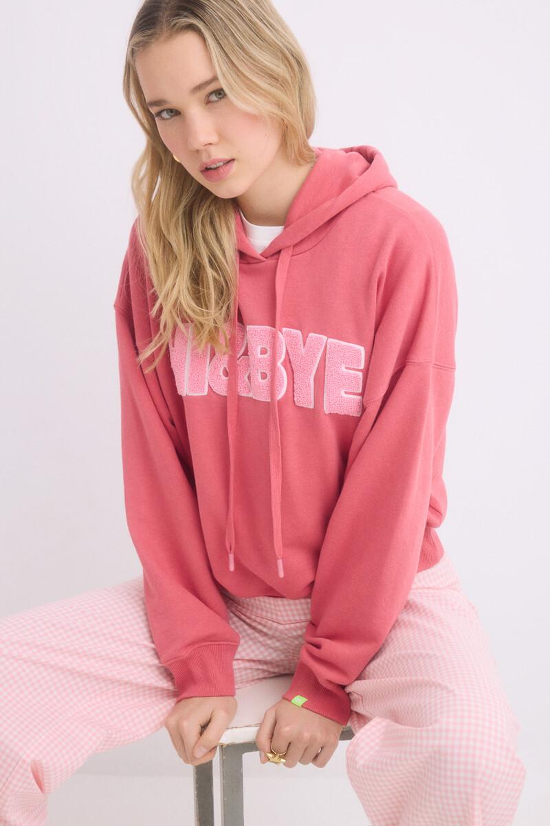 women'secret Sudadera capucha felpa algodón rosa