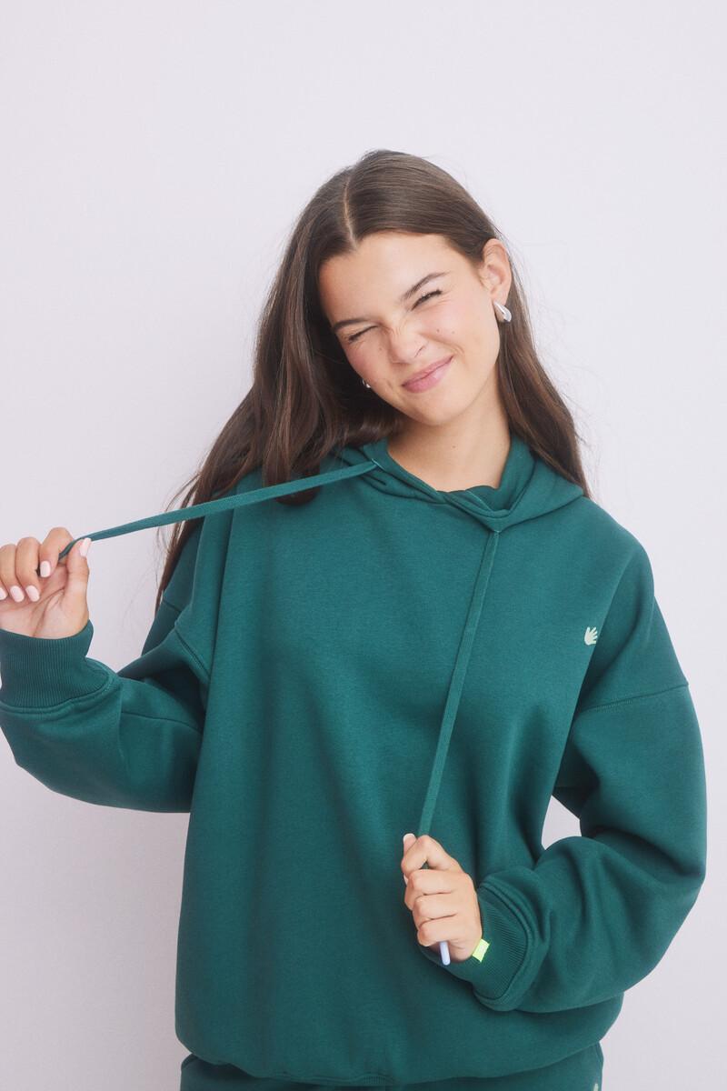 Women'secret Sudadera Capucha Felpa Verde Logo
