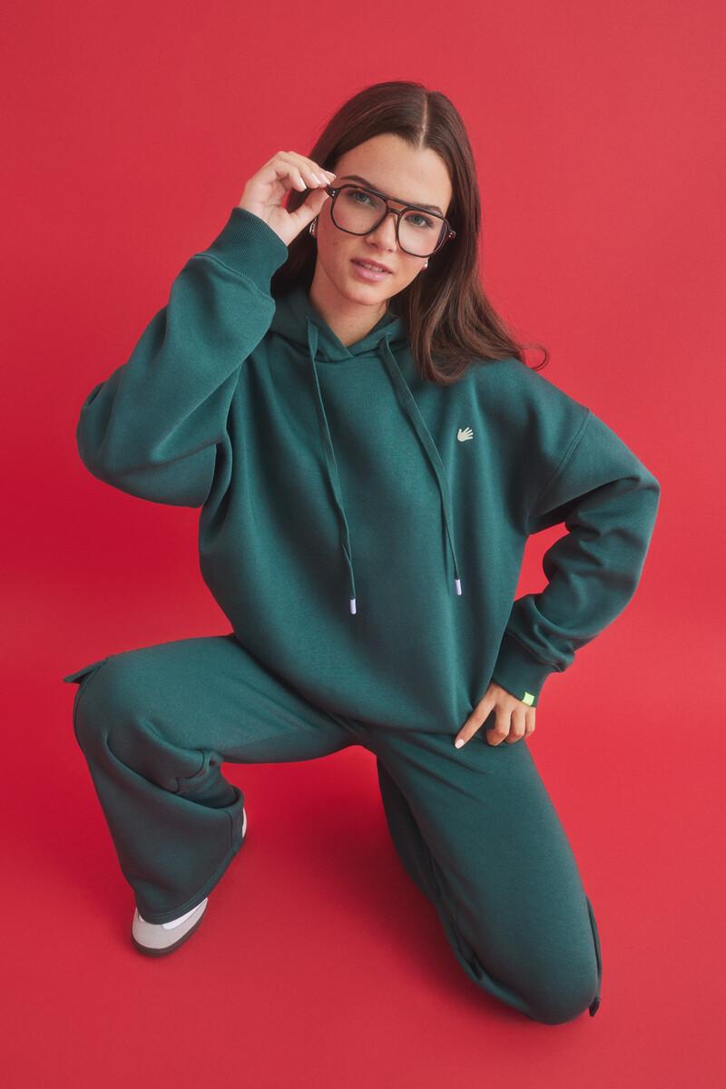 women'secret Sudadera capucha felpa verde logo