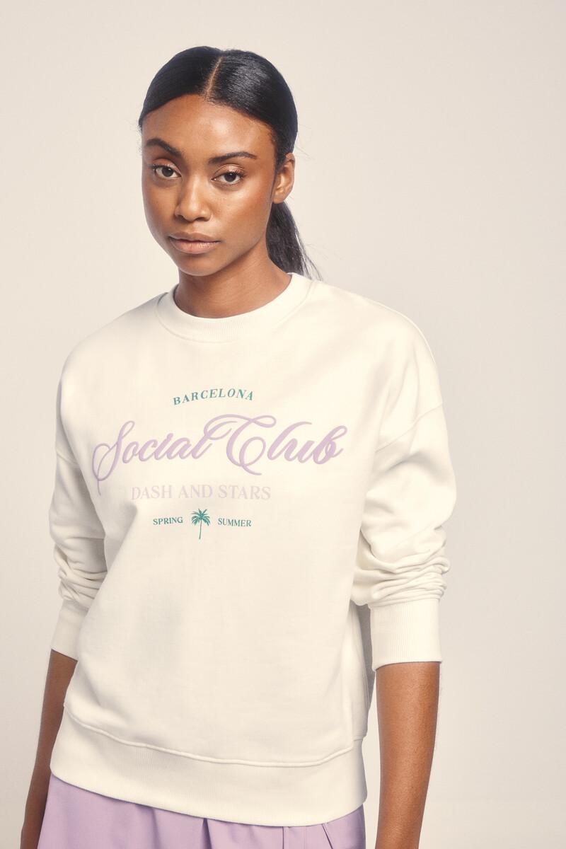 women'secret Sudadera felpa 100% algodón blanco