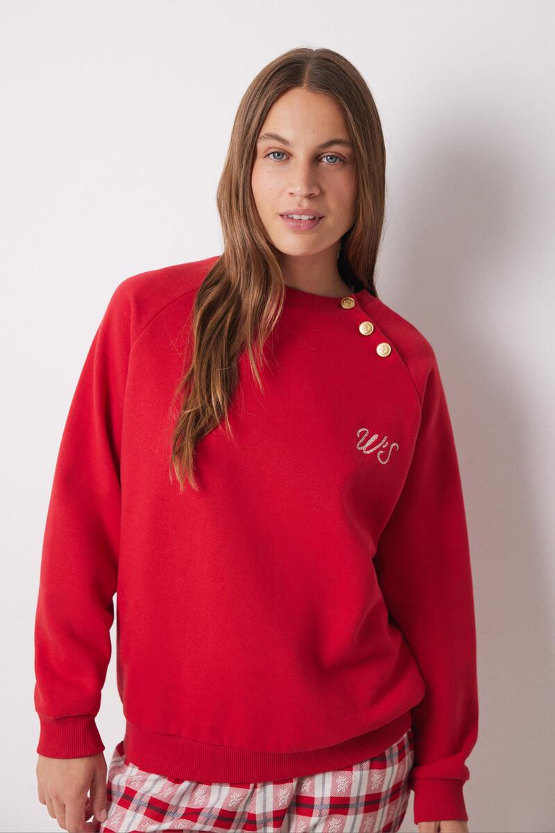 Women'secret Sudadera Felpa Algodón Roja
