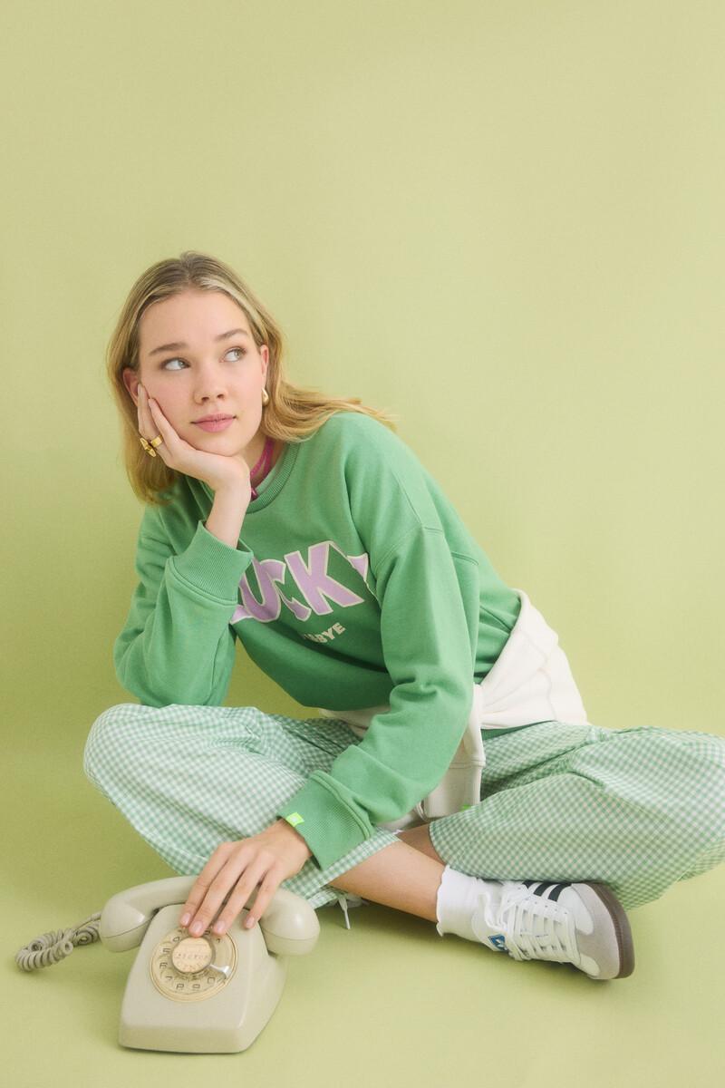 women'secret Sudadera felpa algodón verde