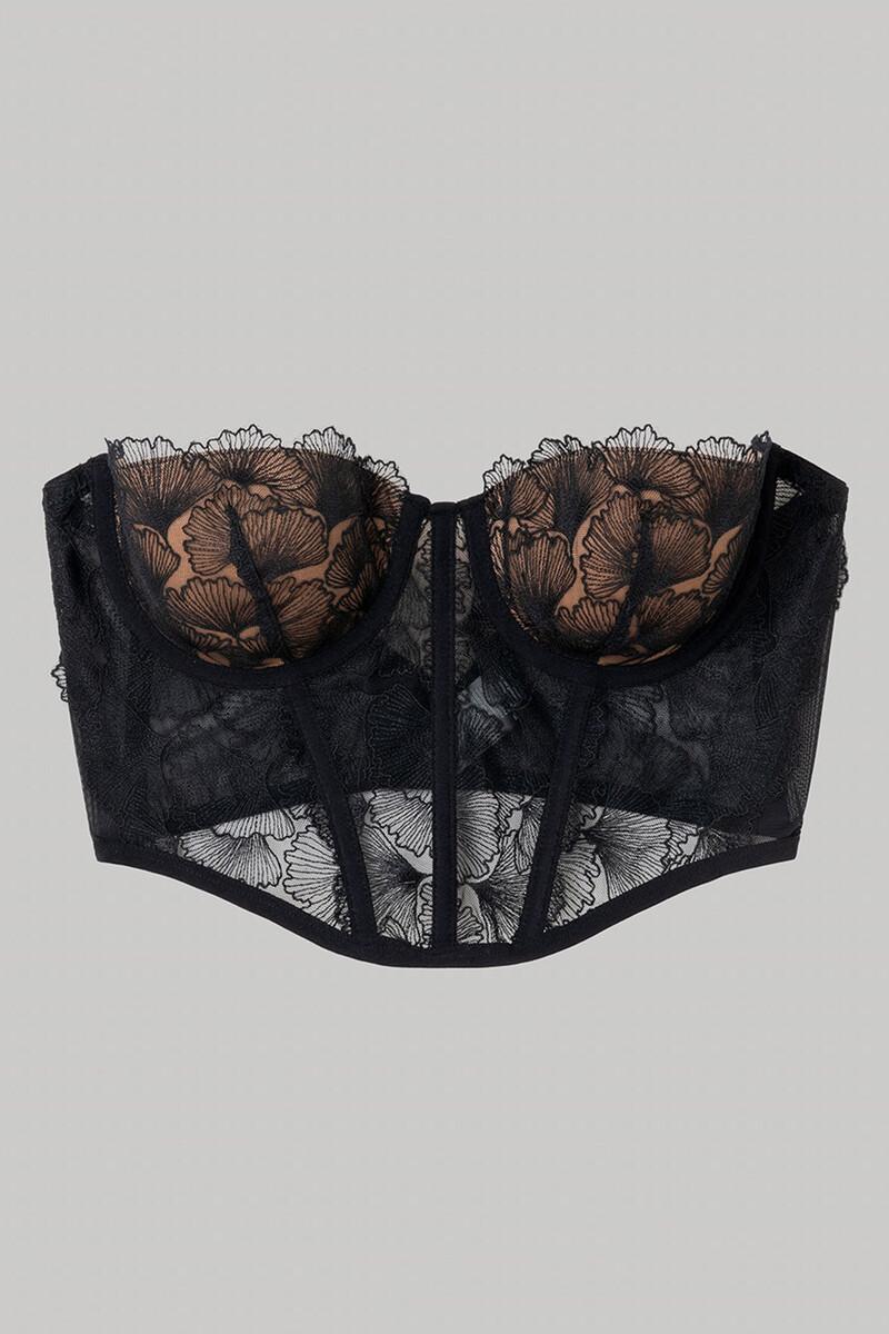 Women'secret Sujetador Bustier Bordado Negro