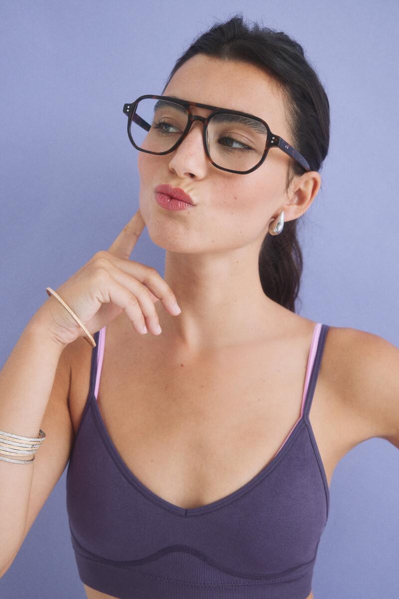 women'secret Sujetador crop seamless morado