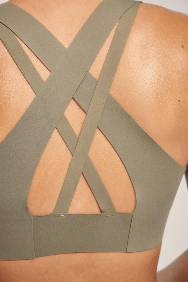 Women'secret Sujetador Deportivo COMPRESSIVE Caqui