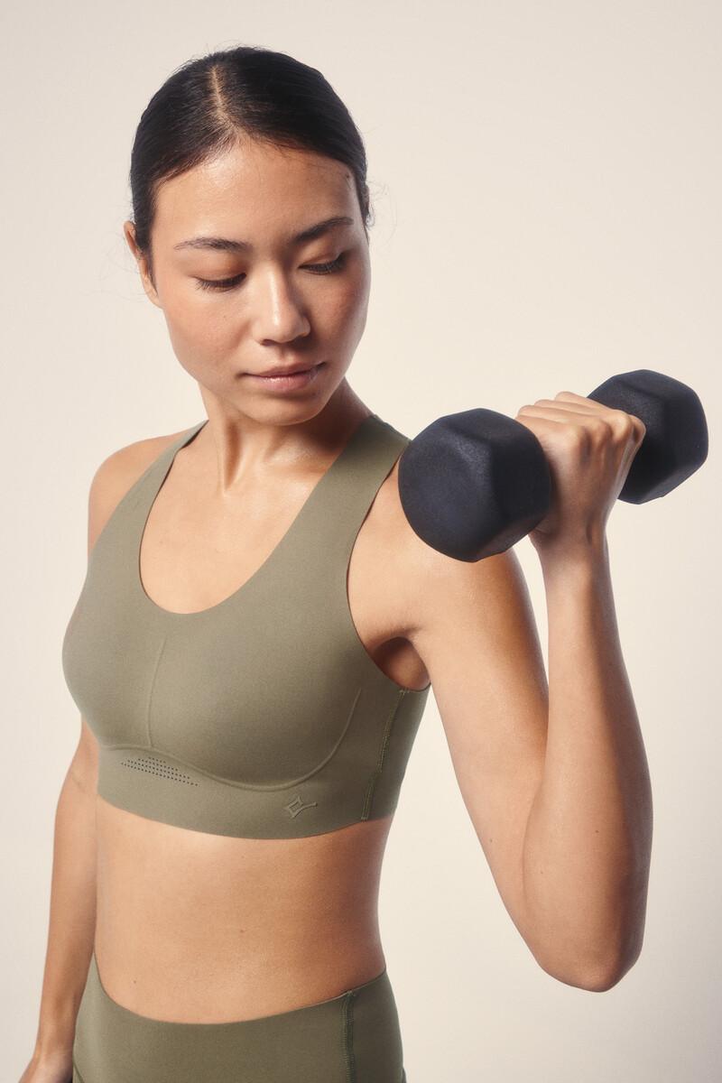 women'secret Sujetador deportivo COMPRESSIVE caqui