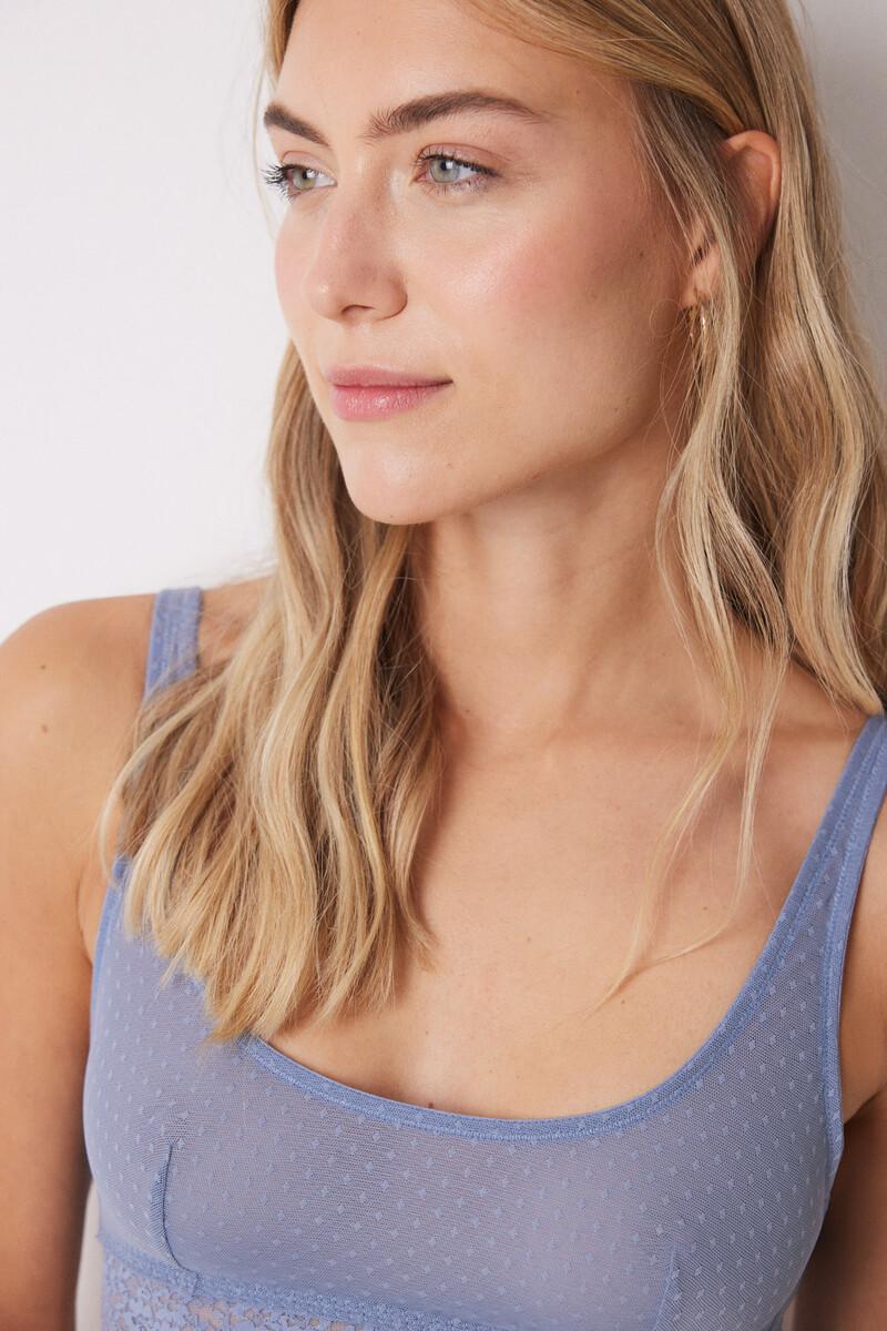 Women'secret Sujetador Top Tul Plumeti Azul