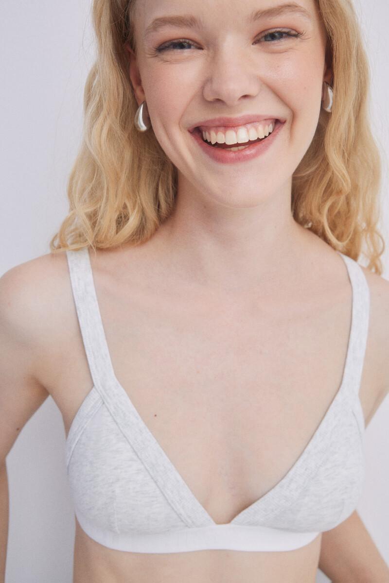 women'secret Sujetador triangular algodón gris