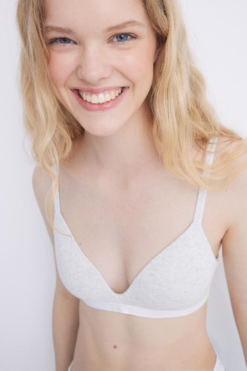 Women'secret Sujetador Triangular Gris Copas Fijas