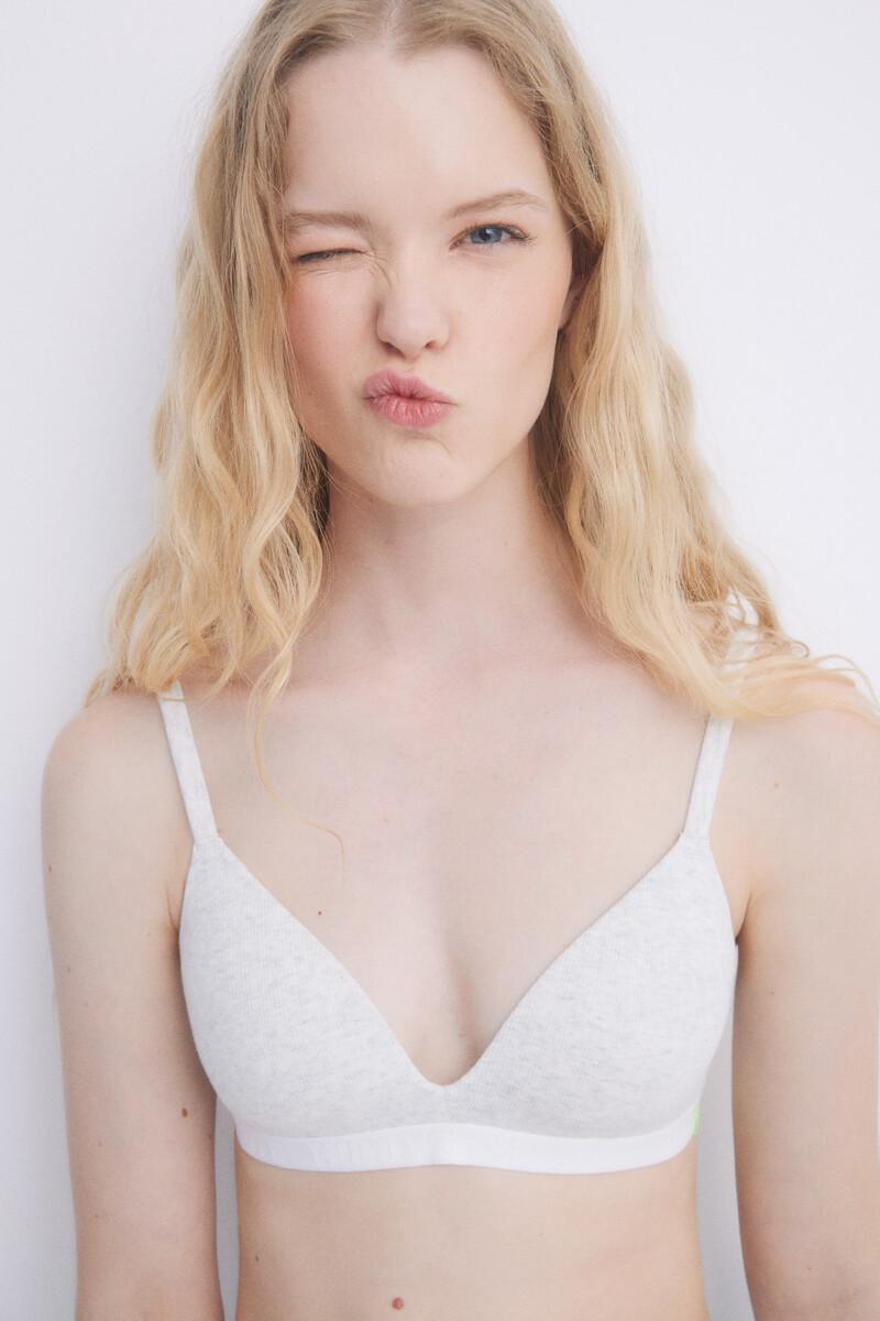 Women'secret Sujetador Triangular Gris Copas Fijas