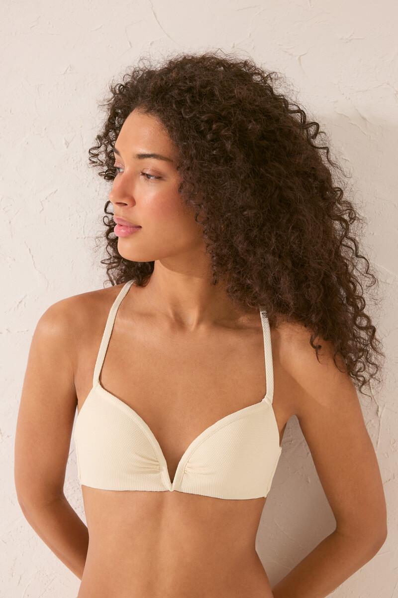 Women'secret Top Bikini Textura Blanco Crema