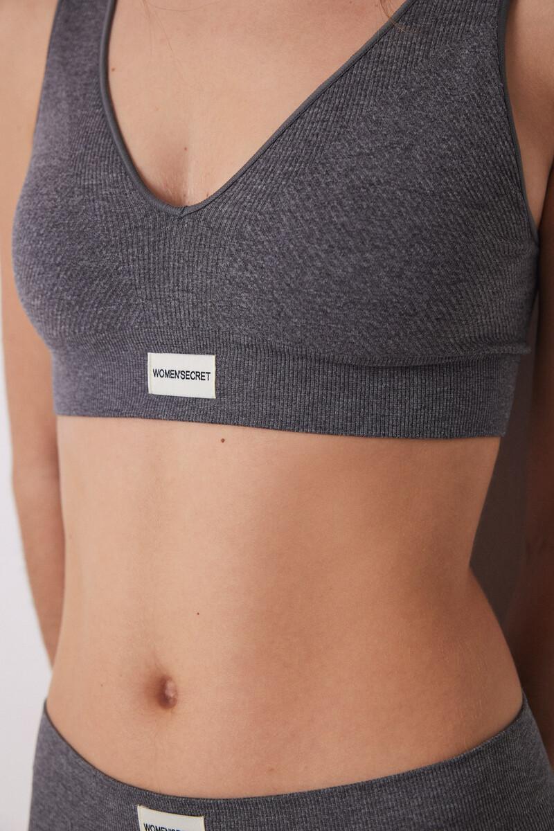 Women'secret Top Canalé Gris Seamless