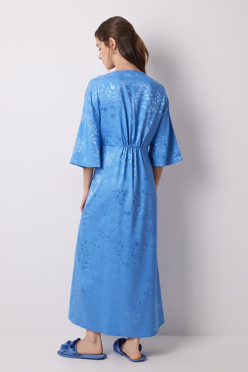 Women'secret Vestido Caftán Satén Jacquard Azul