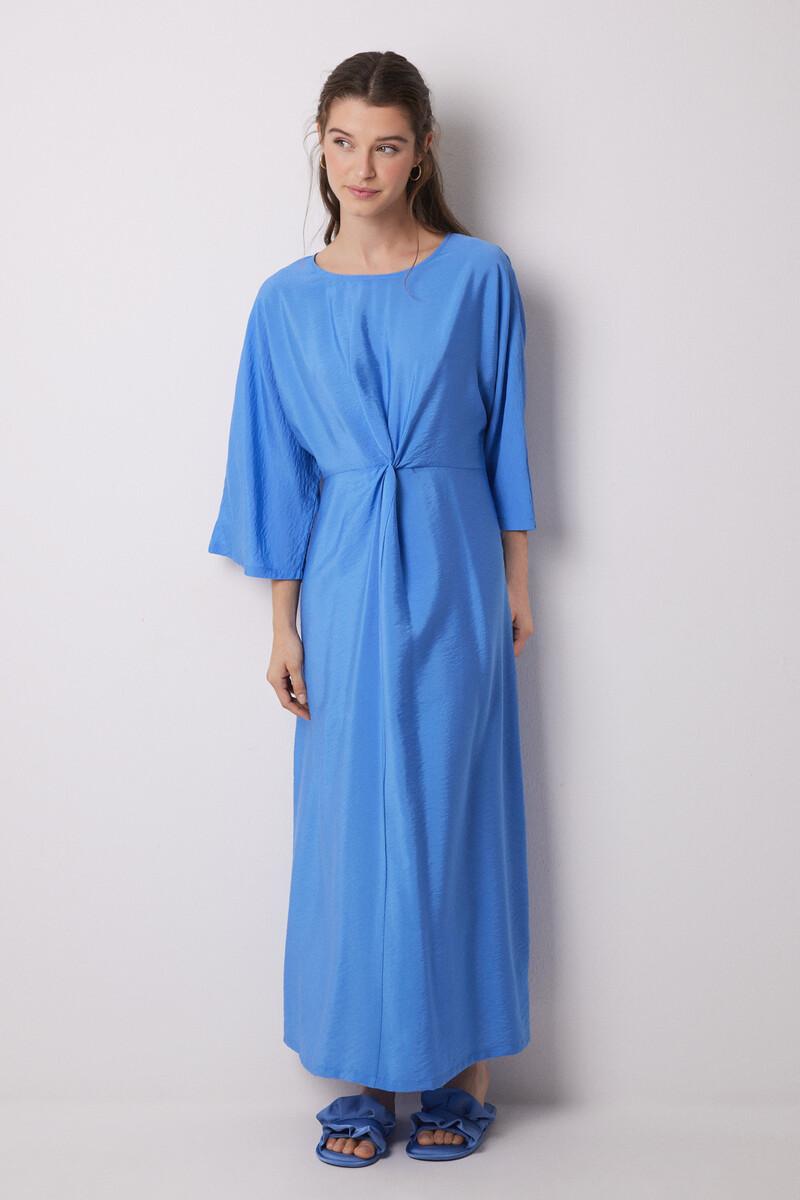 Women'secret Vestido Caftán Satén Plisado Azul