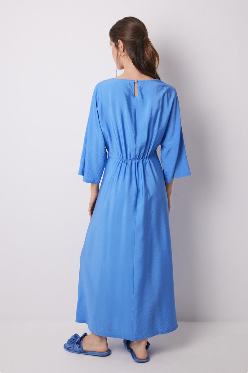 Women'secret Vestido Caftán Satén Plisado Azul