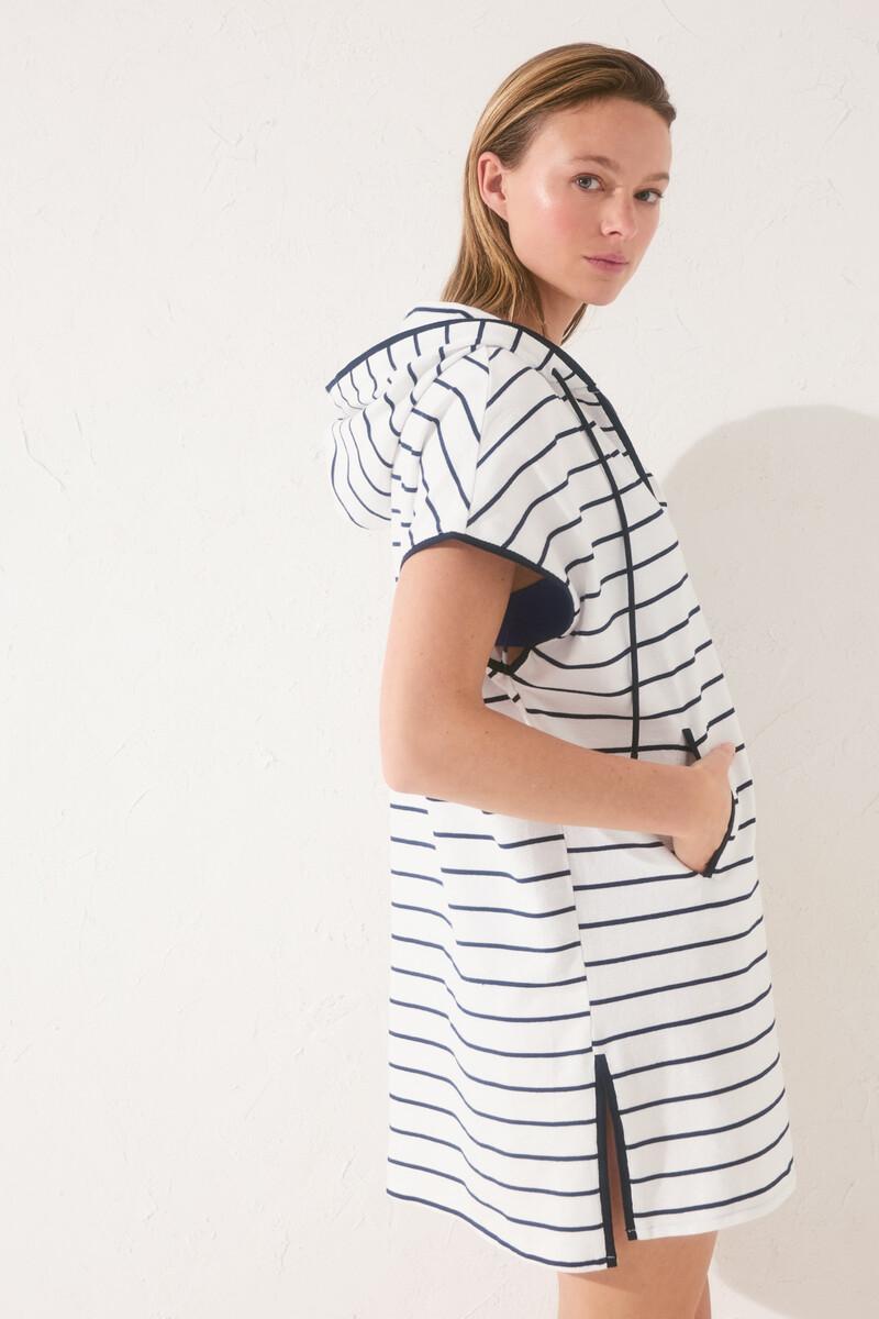Women'secret Vestido Felpa Rayas Navy