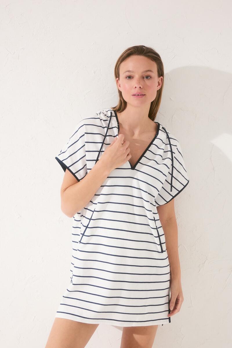 Women'secret Vestido Felpa Rayas Navy