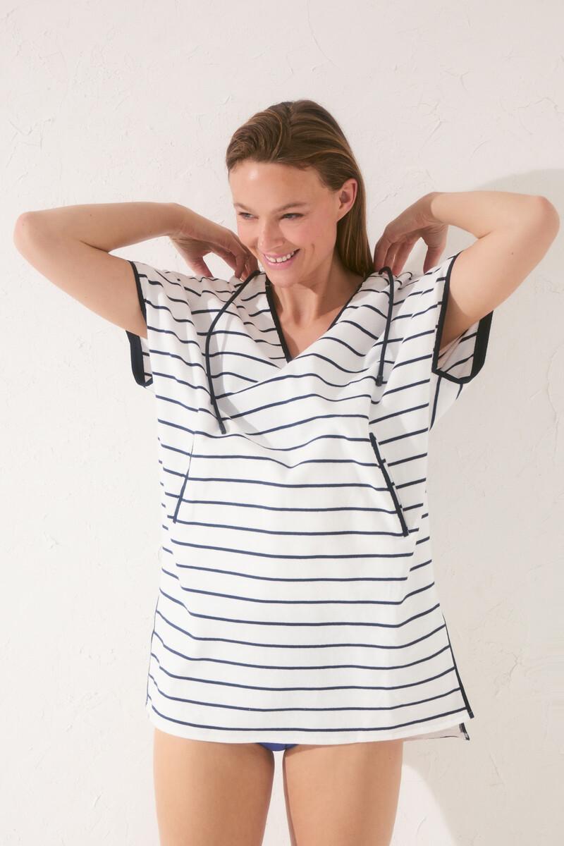 Women'secret Vestido Felpa Rayas Navy