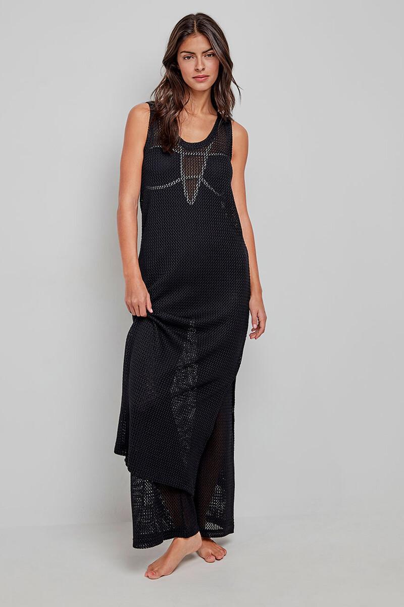 Women'secret Vestido Largo Crochet Negro