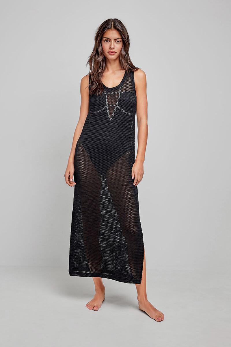 women'secret Vestido largo crochet negro