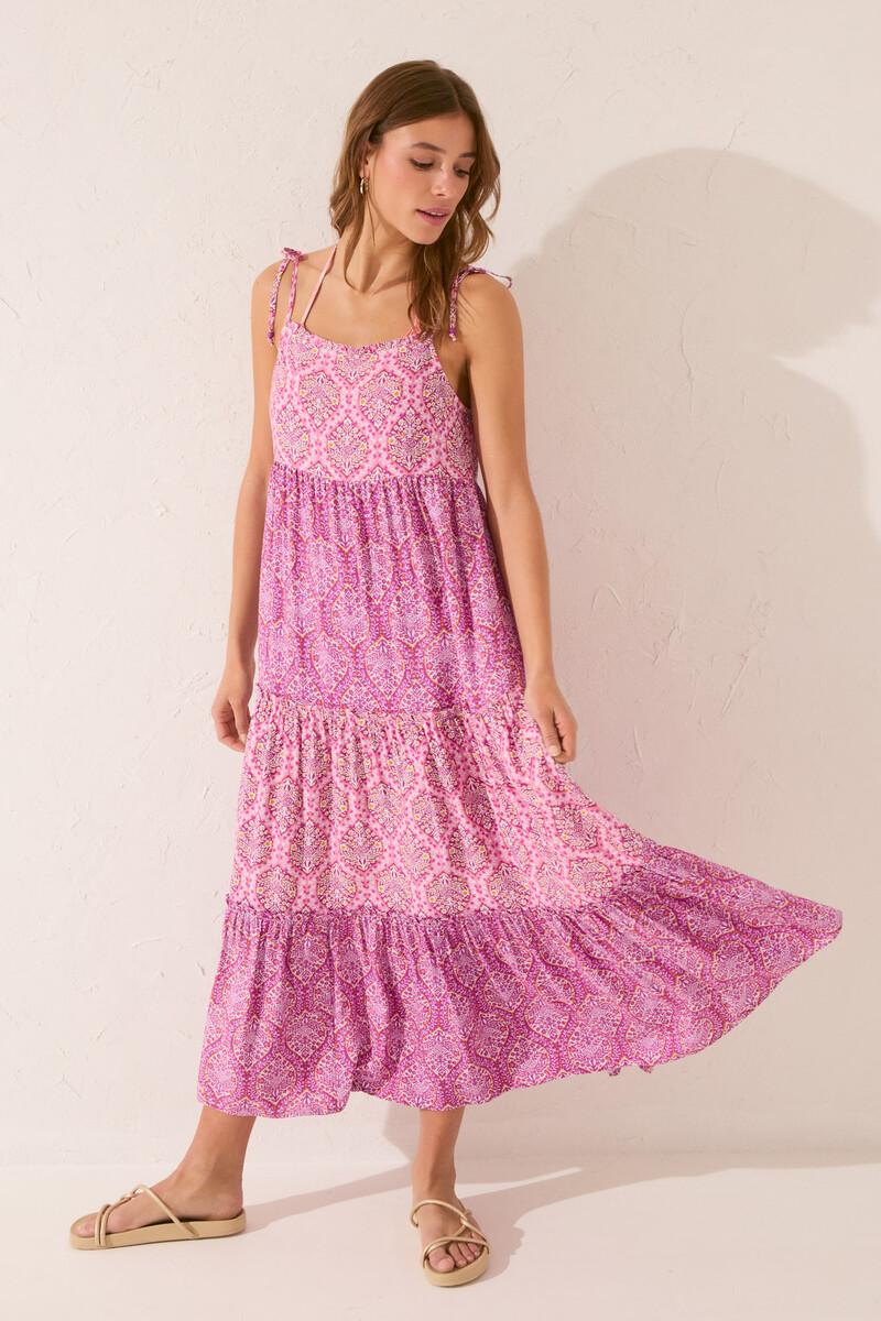 Women'secret Vestido Largo Volantes Print Tribal