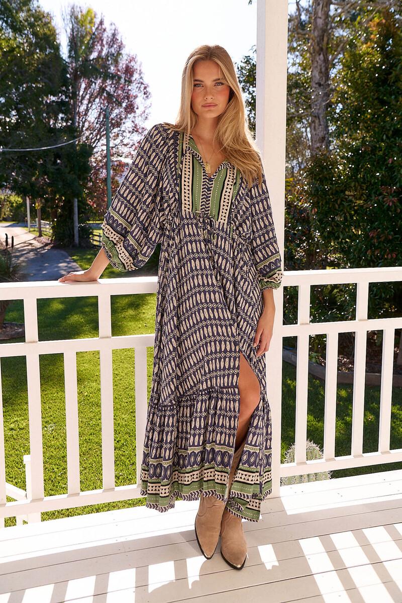 women'secret Vestido maxi Catalonia estampado