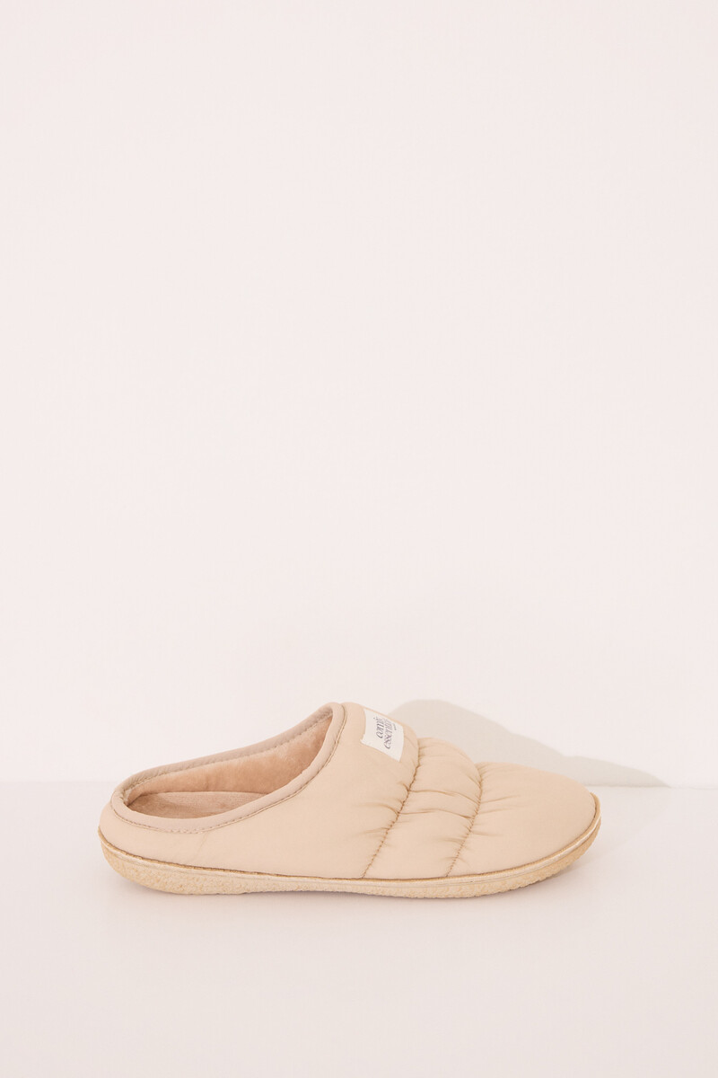 Women'secret Zapatillas Casa Nylon Acolchado Beige