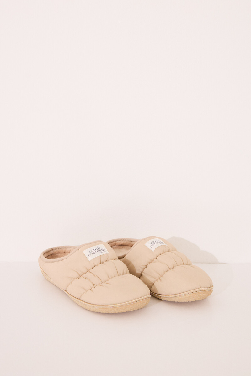 Women'secret Zapatillas Casa Nylon Acolchado Beige
