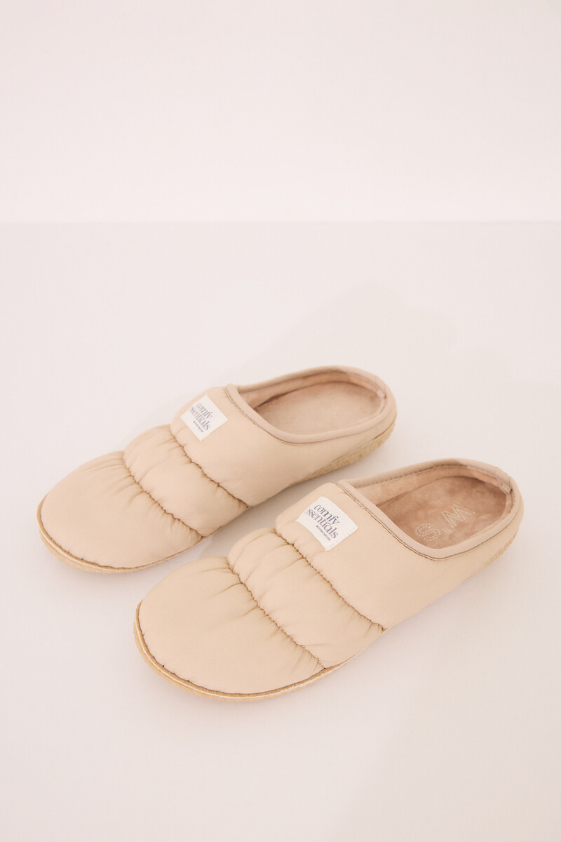women'secret Zapatillas casa nylon acolchado beige