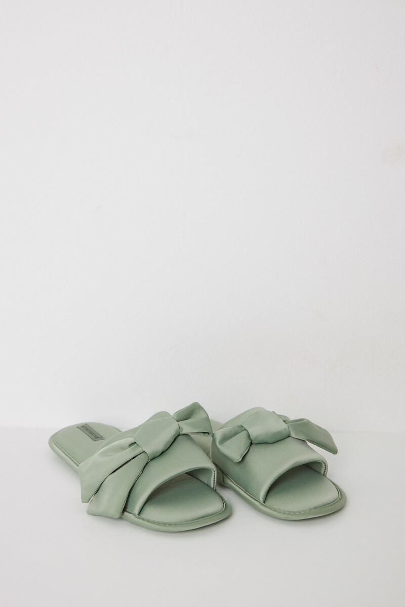 Women'secret Zapatillas Casa Satén Lazo Verde