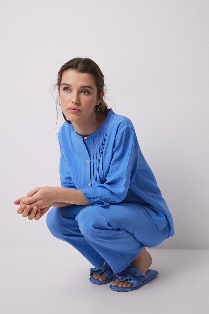 Women'secret Zapatillas Casa Satén Volantes Azul