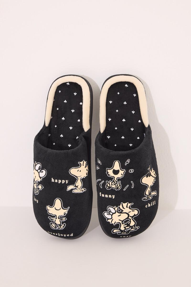 Women'secret Zapatillas Casa Snoppy Negro